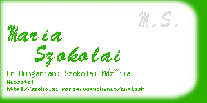 maria szokolai business card